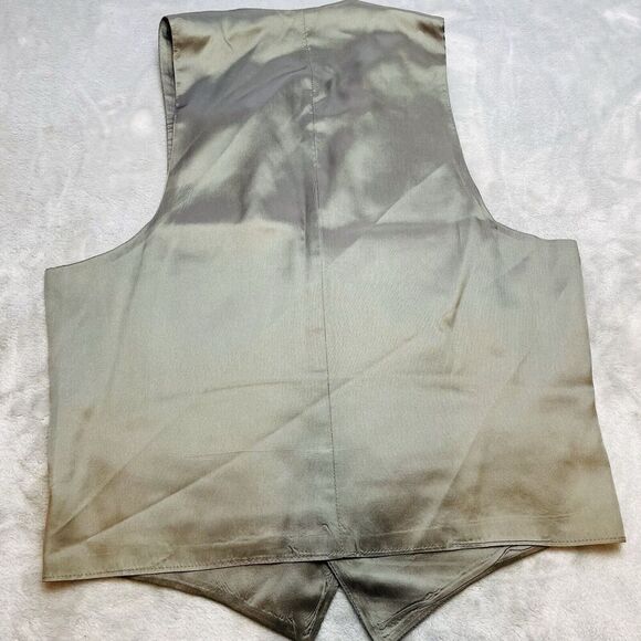 Classic Formal Waistcoat Vest Mens M Gray Herringbone Wool Button Up - Picture 3 of 5